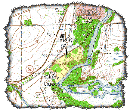 Topographic map showing location of Grafton Quarry
