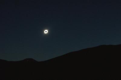 eclipse over mountains