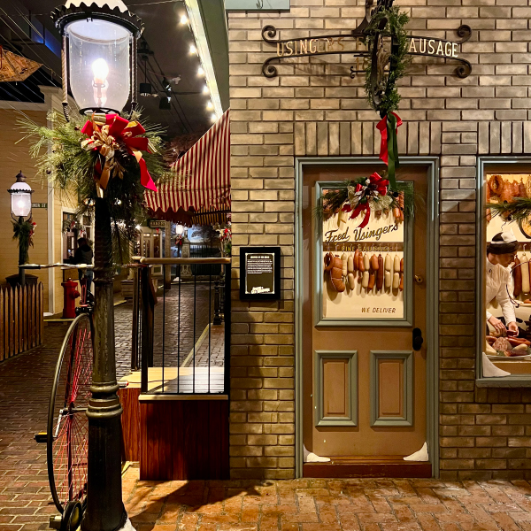 Streets of Old Milwaukee decorated for the holidays