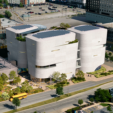 Aerial view rendering of the Future Museum site