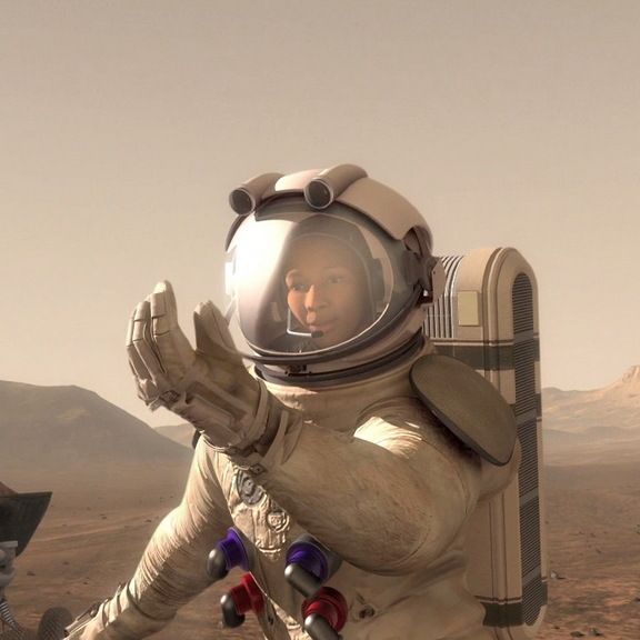 Graphical rendering of an astronaut on Mars