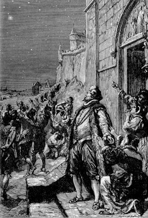 old time sketch of tycho observing the night sky