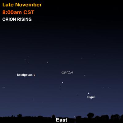 chart of orion rising in the sky