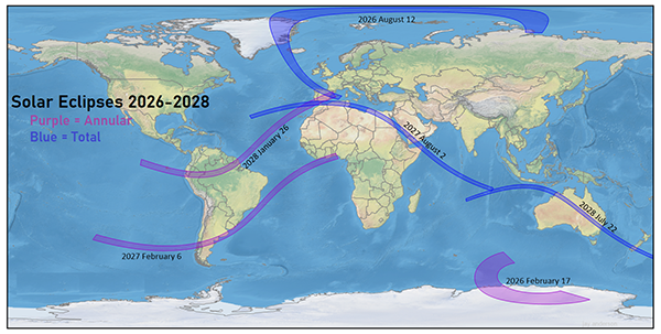Solar Eclipses 2026 - 2028