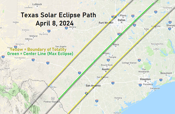 Texas Solar Eclipse Map