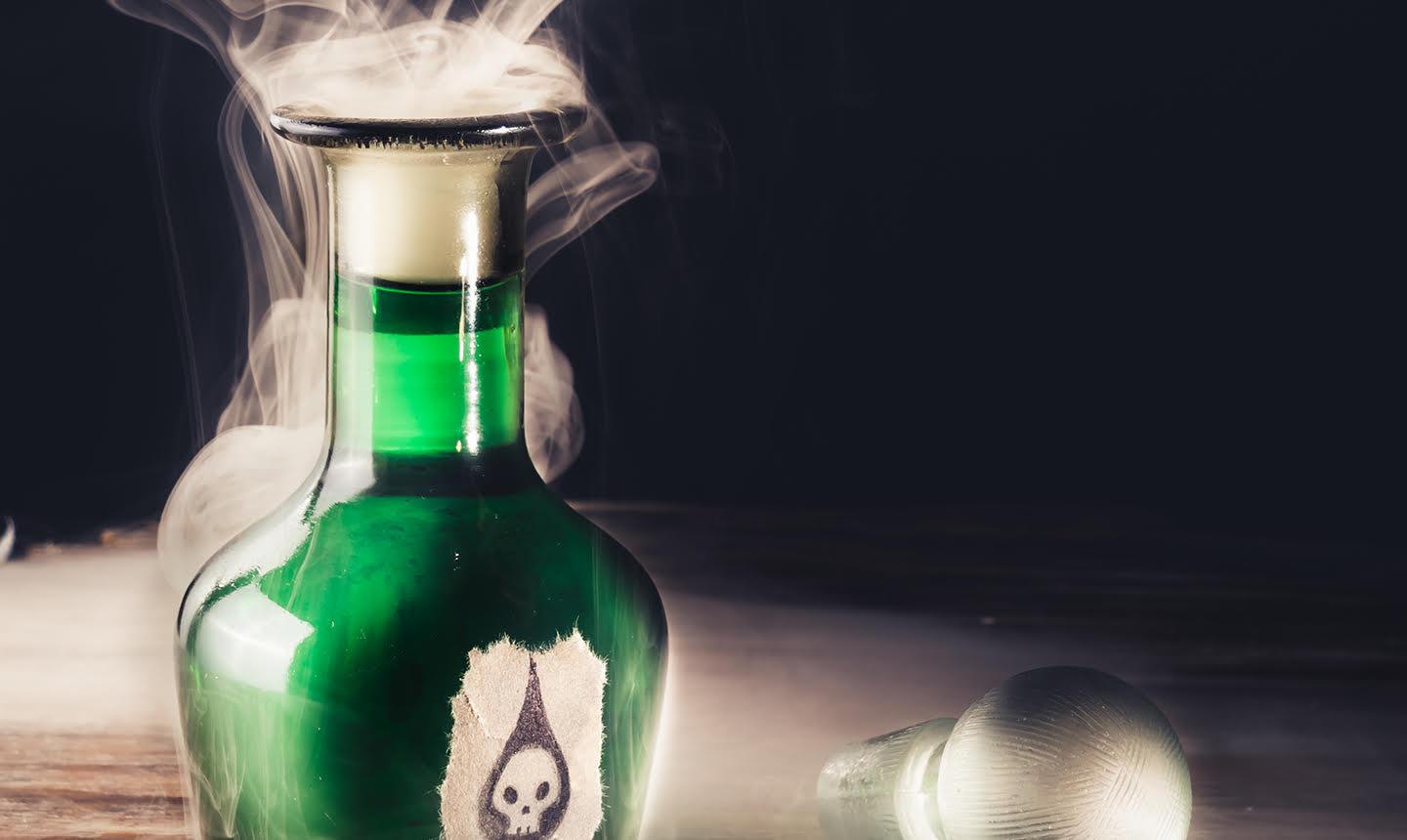 bottle of green poison